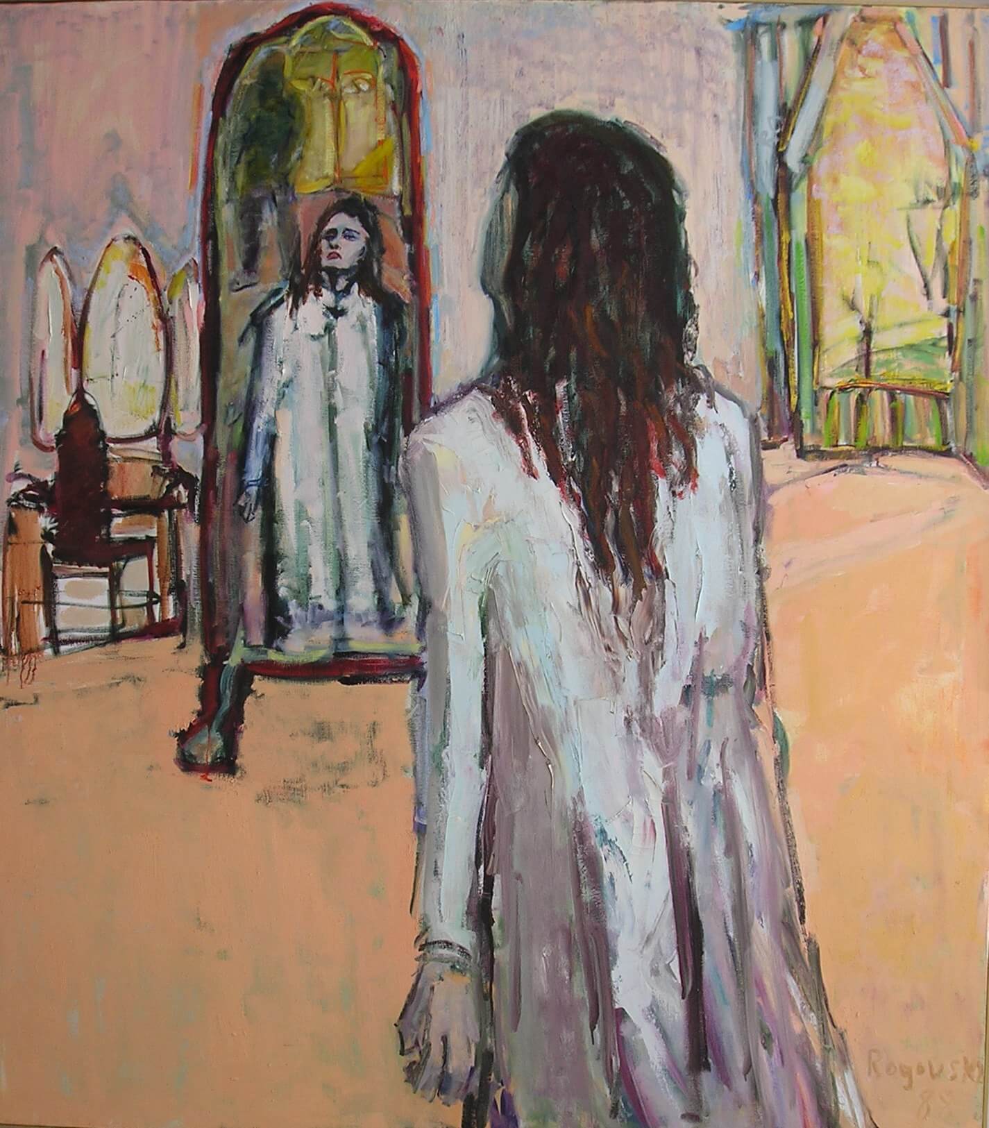 The Mirror, Oil on Canvas - Figurative