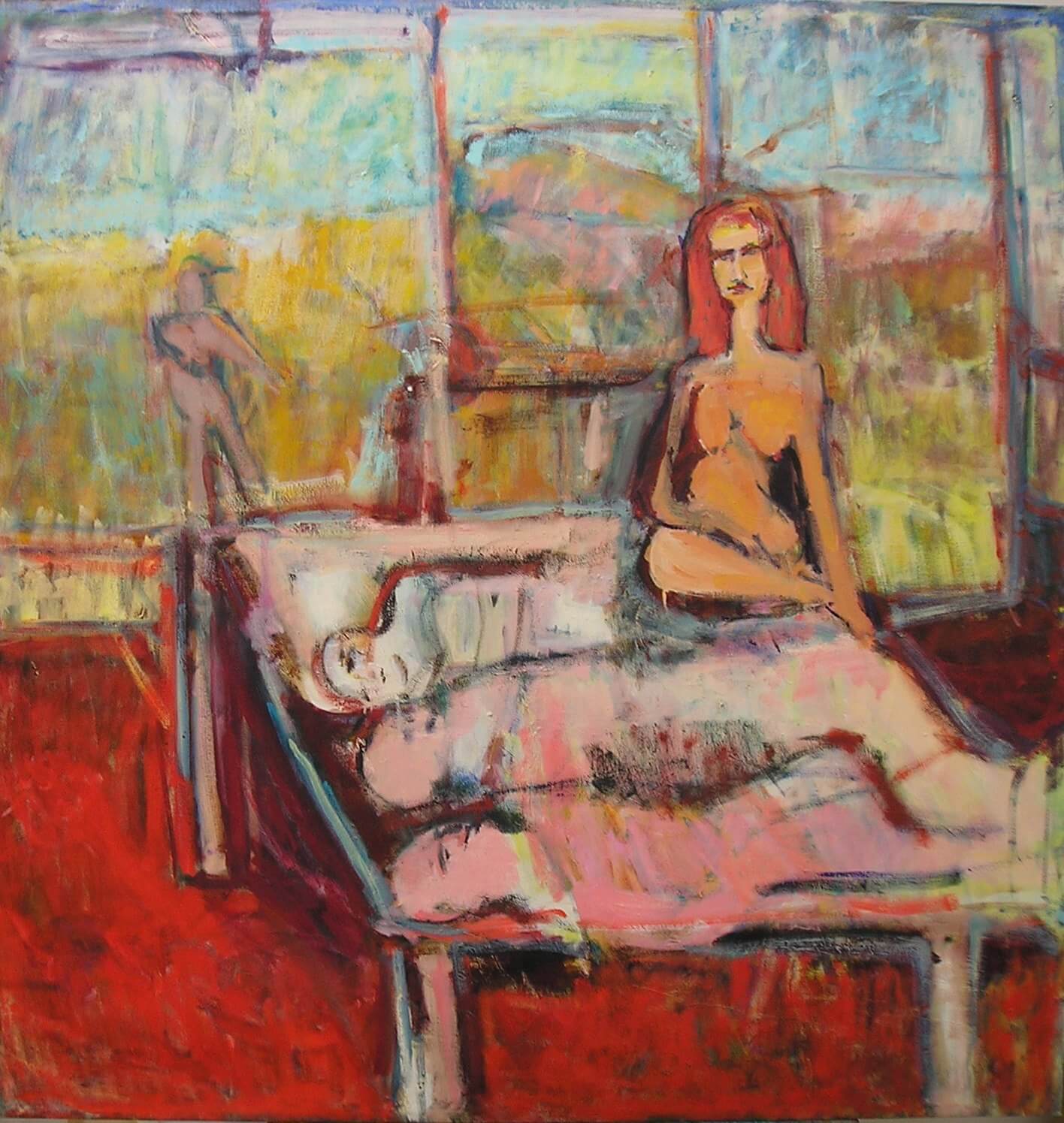The Baby Sitter, Oil on Canvas - Figurative
